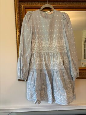 NWT byTimo Broderie Anglaise Long Sleeve Linen Blend Minidress